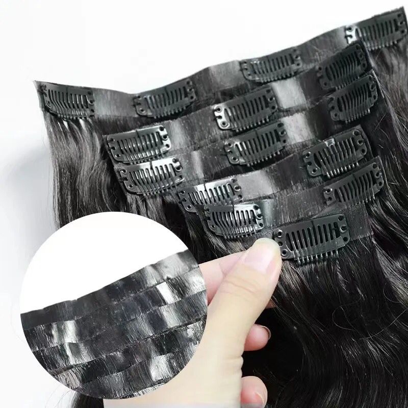 Clear Glow Hair Seamless Clip in Hair Extensions 100g Silicone Weft Kinky Straight