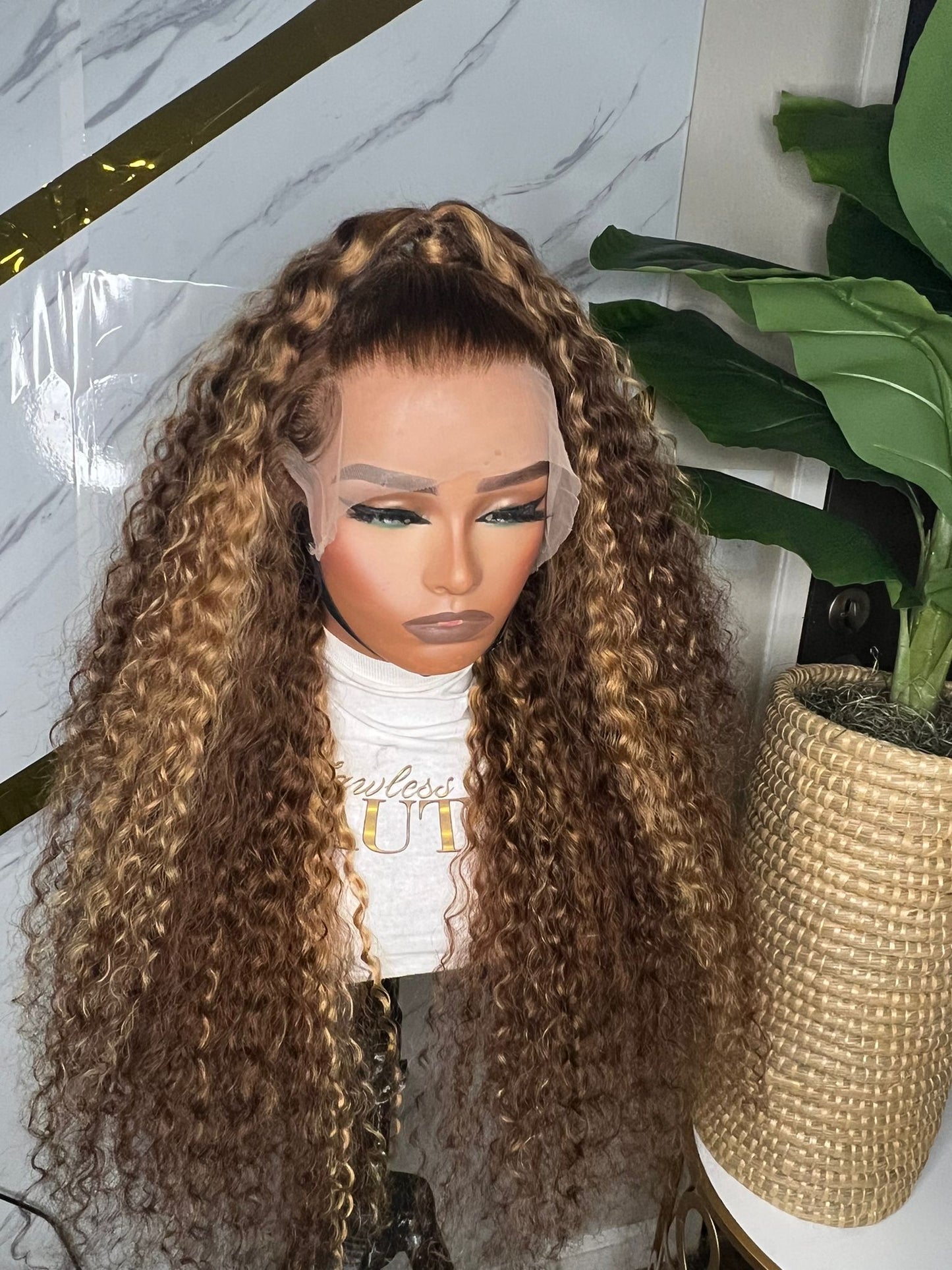 Clear Glow Hair Highlight 4/27 Brown Color Water Wave Wig 13x4 Lace Front Human Hair Wig