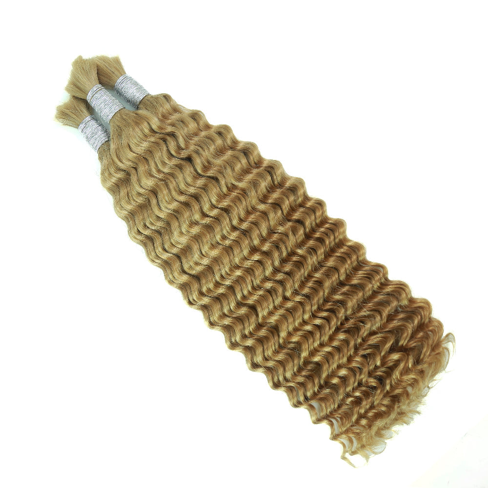 XBLhair Braiding Hair #27 Colored Deep Wave Braiding Hair Bulk Human Hair for Braiding