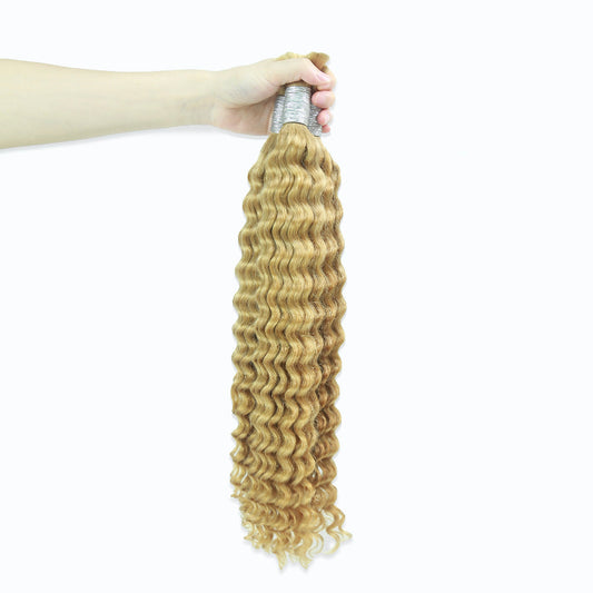 XBLhair Braiding Hair #27 Colored Deep Wave Braiding Hair Bulk Human Hair for Braiding