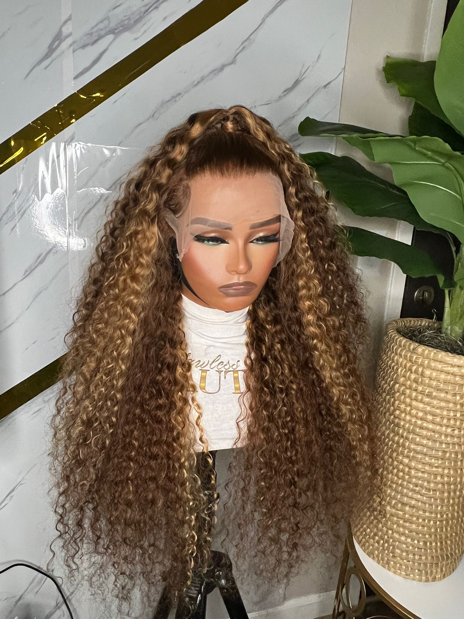 Clear Glow Hair Highlight 4/27 Brown Color Water Wave Wig 13x4 Lace Front Human Hair Wig